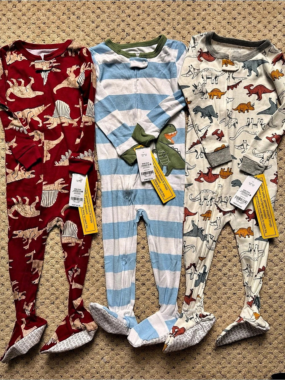 (3) Carter's Footie Pajama Lot size 24 months